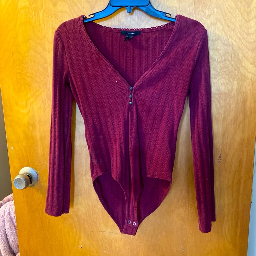 Burgundy Long Sleeve Bodysuit